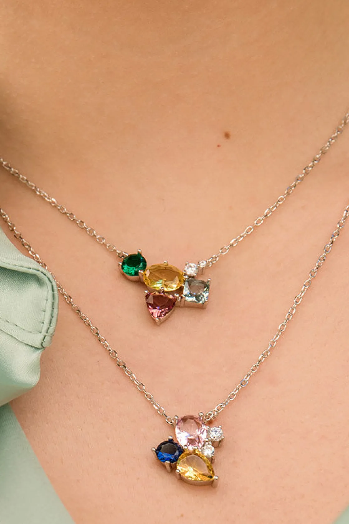 Collares Con Piedras | LINEARGENT Collares con piedras diseño mosaico multicolor y circonitas