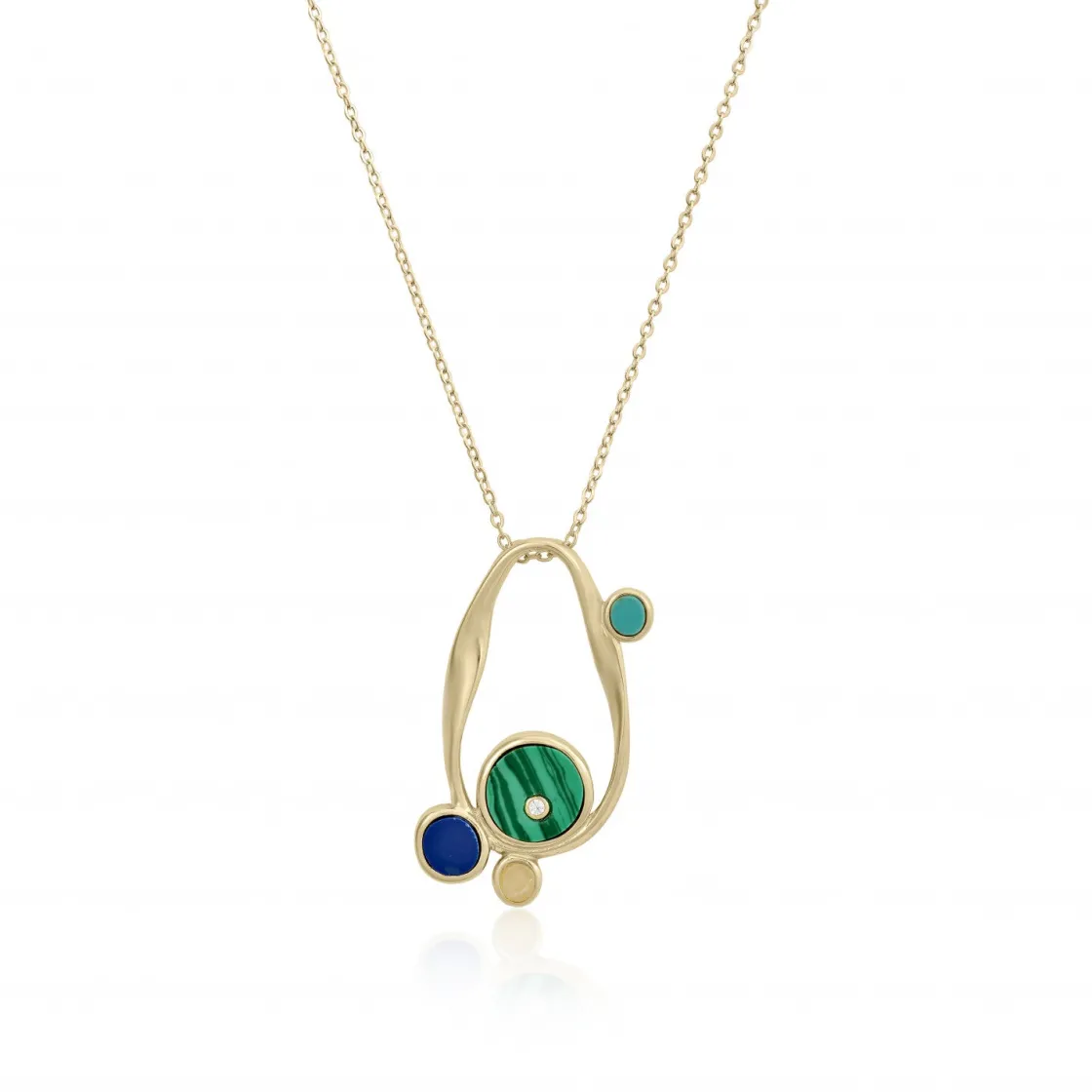 Collares Con Piedras | LINEARGENT Collares con piedras diseño ovalado irregular dorado