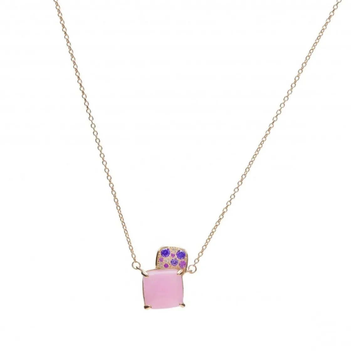 Collares Con Piedras | LINEARGENT Collares con piedras en plata baño en rosa tono rosa