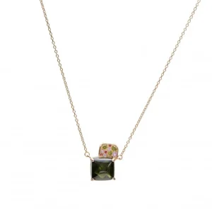 Collares Con Piedras | LINEARGENT Collares con piedras en plata baño en rosa tono verde