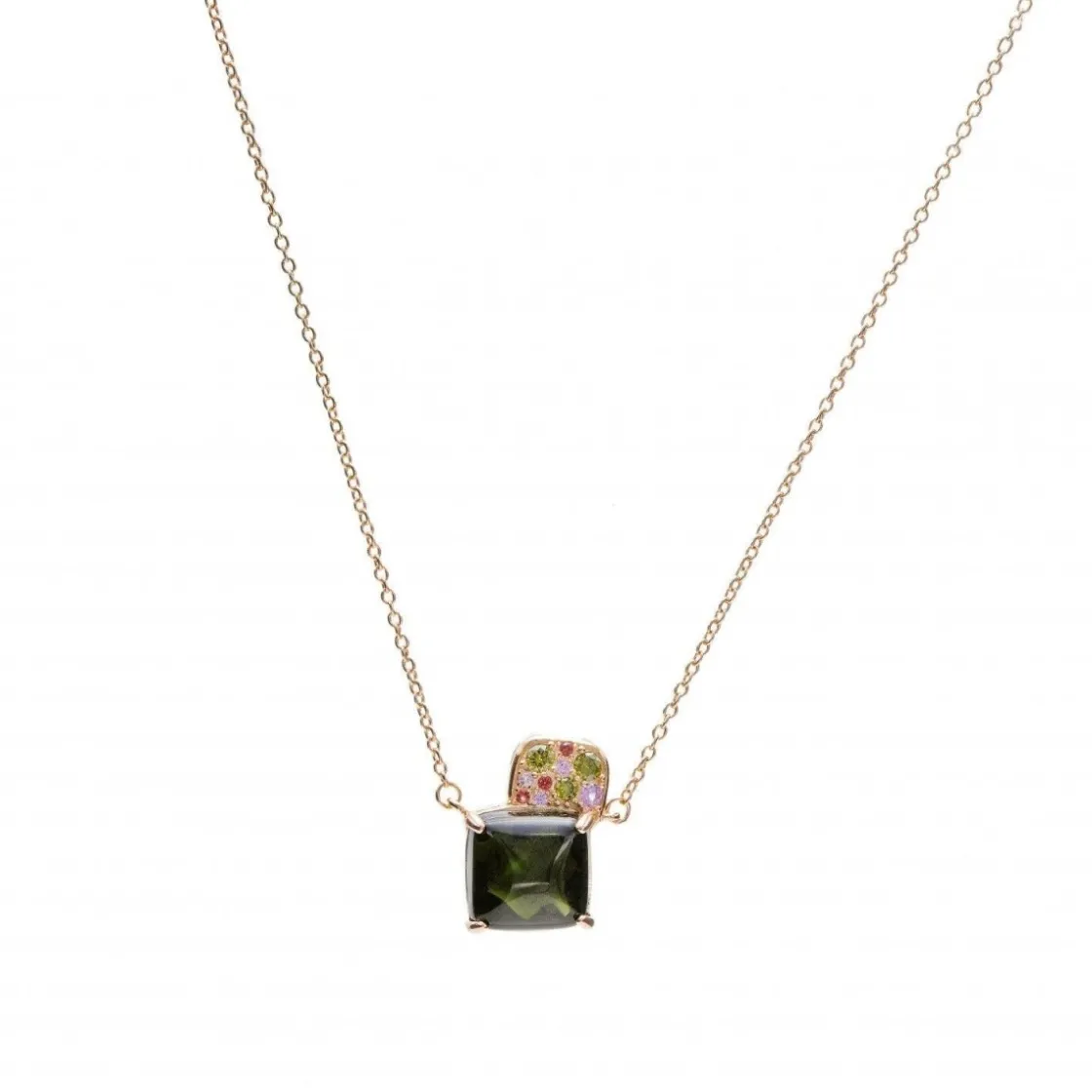 Collares Con Piedras | LINEARGENT Collares con piedras en plata baño en rosa tono verde