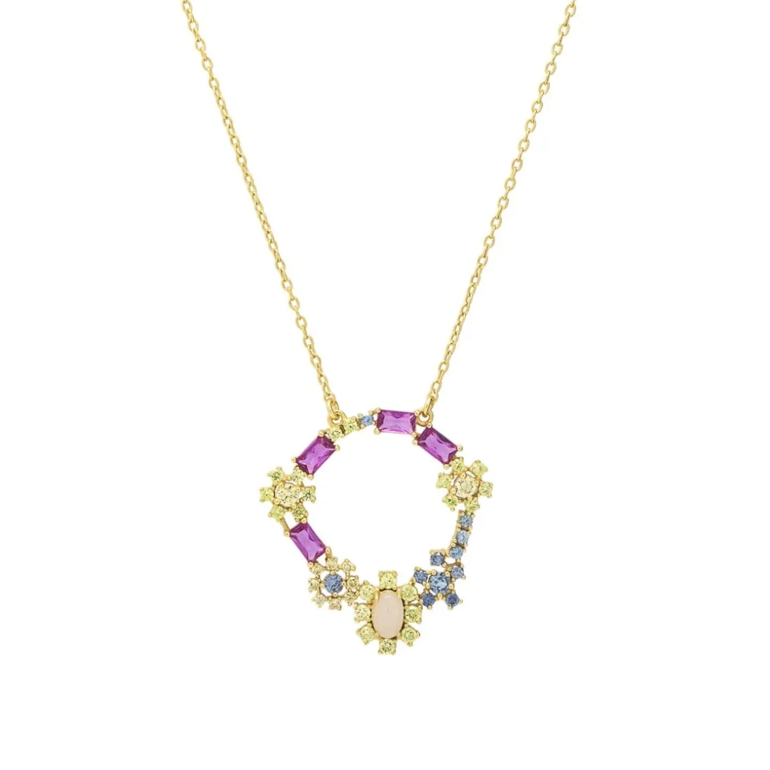 Collares Con Piedras | LINEARGENT Collares con piedras en plata diseño circular multicolor
