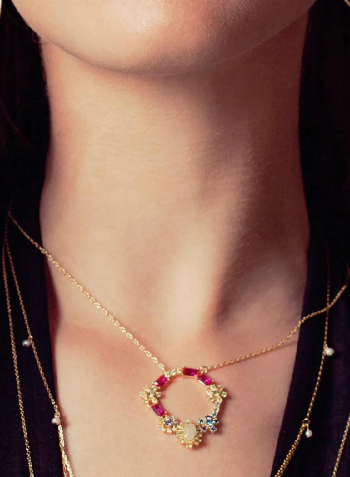 Collares Con Piedras | LINEARGENT Collares con piedras en plata diseño circular multicolor