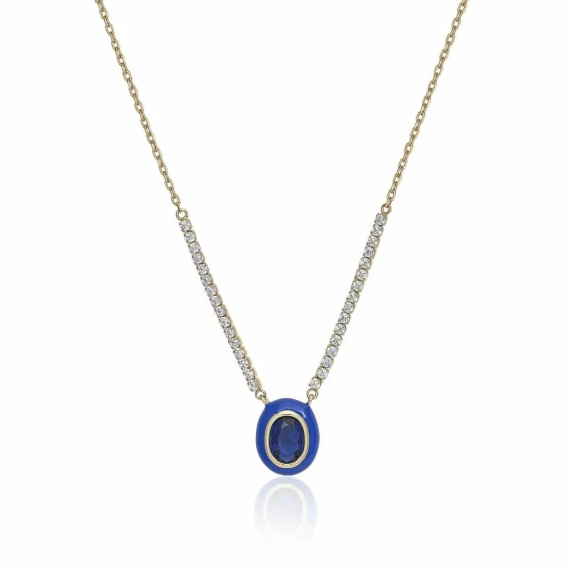 Collares Con Piedras | LINEARGENT Collares con piedras en plata diseño esmalte azul oscuro