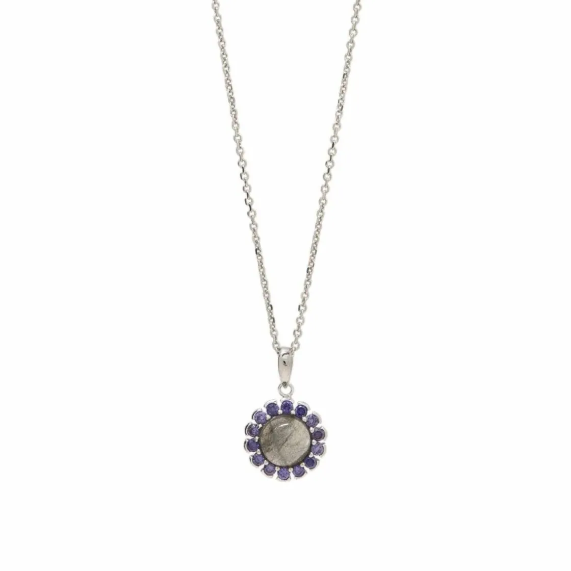 Collares Con Piedras | LINEARGENT Collares con piedras en plata diseño flor tono verde