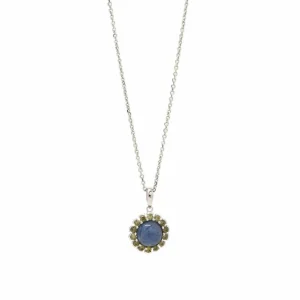 Collares Con Piedras | LINEARGENT Collares con piedras en plata diseño flor tono zafiro azul