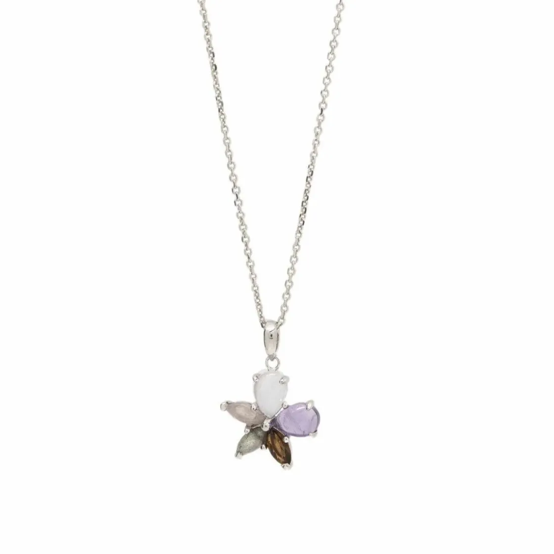 Collares Con Piedras | LINEARGENT Collares con piedras en plata diseño floral tono amatista