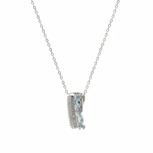 Collares Con Piedras | LINEARGENT Collares con piedras en plata diseño lateral circonitas talla marquesa azul