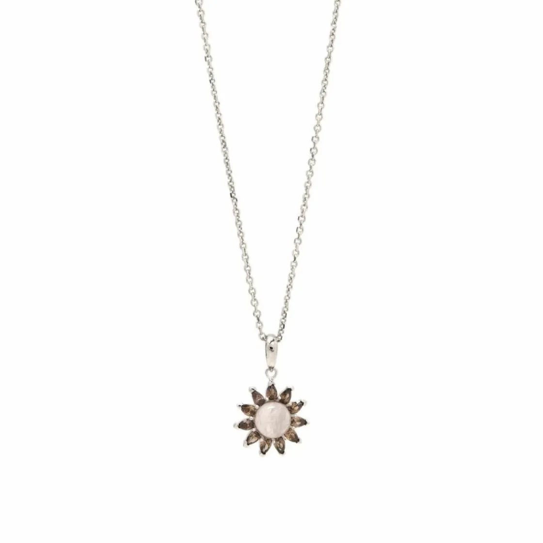 Collares Con Piedras | LINEARGENT Collares con piedras en plata diseño solar tono rosa