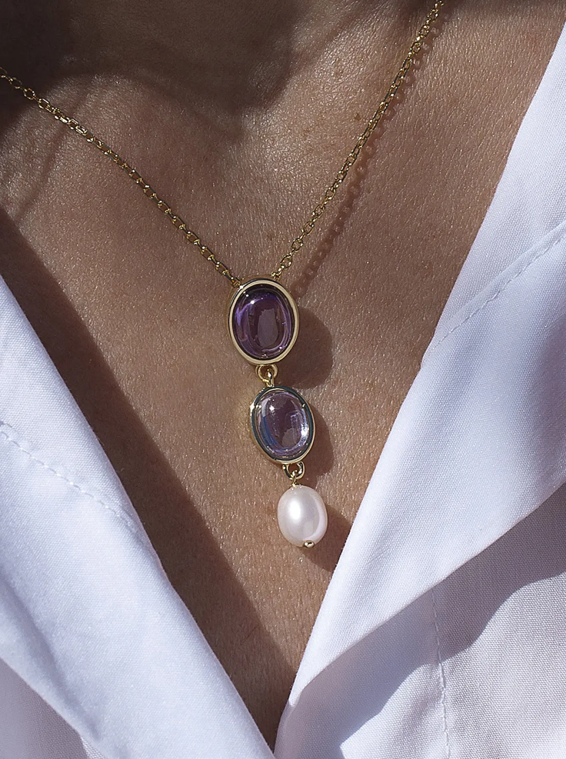 Collares Con Piedras | LINEARGENT Collares con piedras en tono amatista y perla