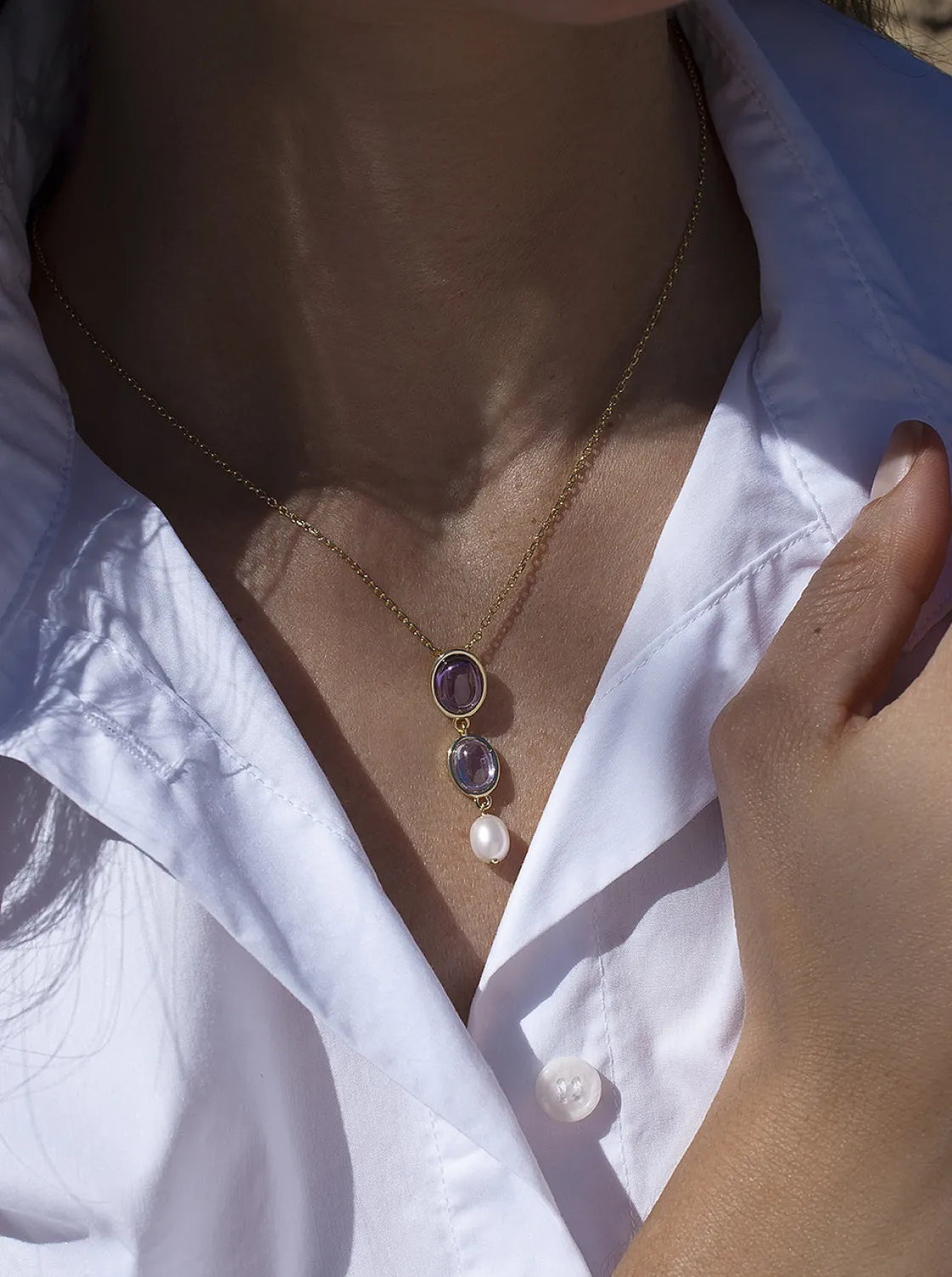 Collares Con Piedras | LINEARGENT Collares con piedras en tono amatista y perla