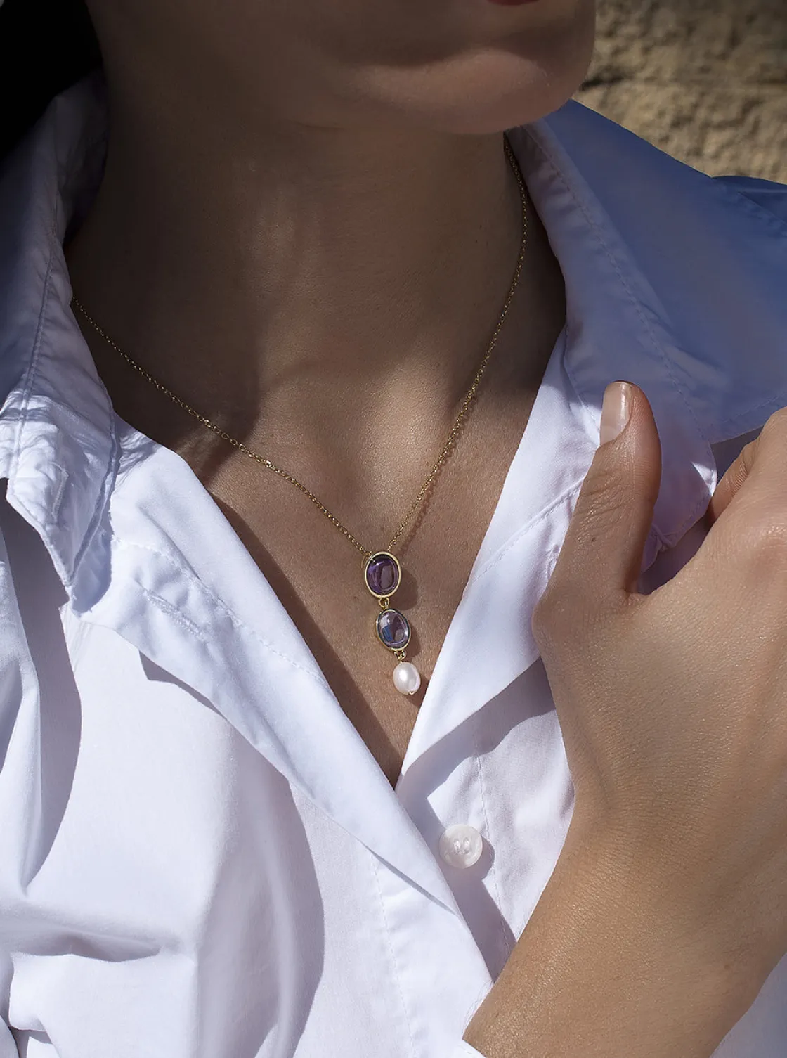 Collares Con Piedras | LINEARGENT Collares con piedras en tono amatista y perla