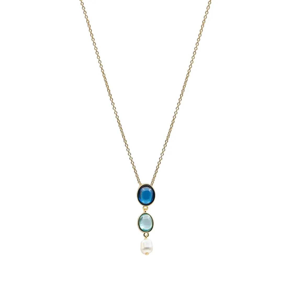 Collares Con Piedras | LINEARGENT Collares con piedras en tono zafiro y perla colgante