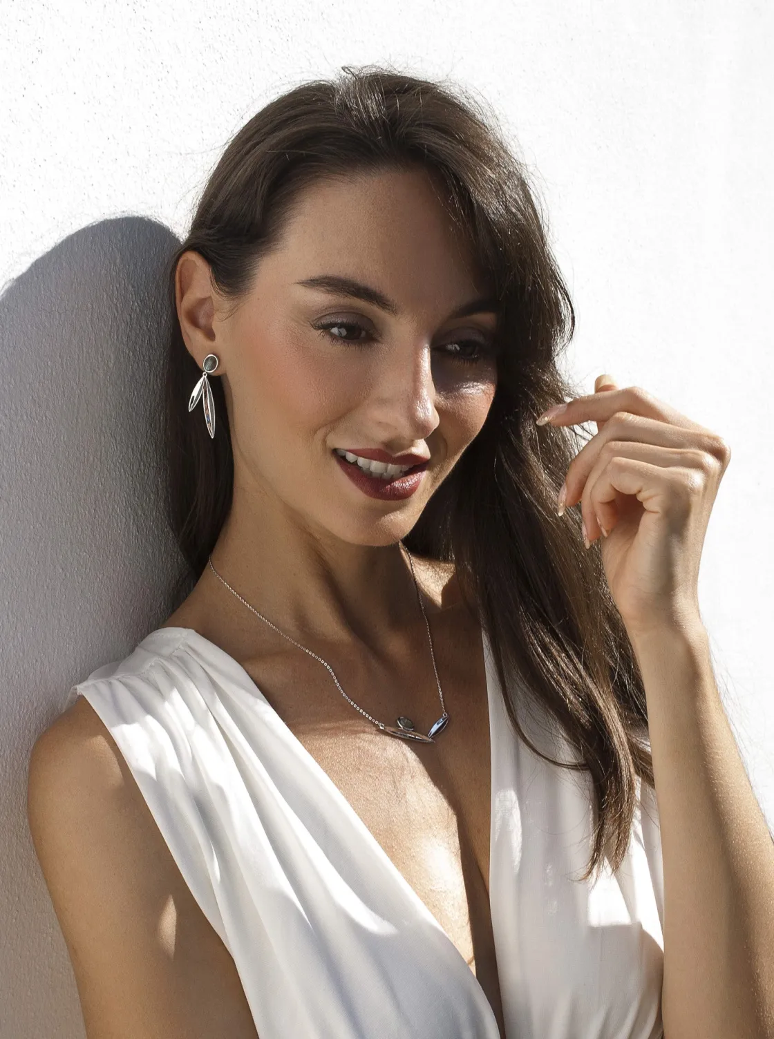 Collares Con Piedras | LINEARGENT Collares con piedras labradorita en diseño de hojas