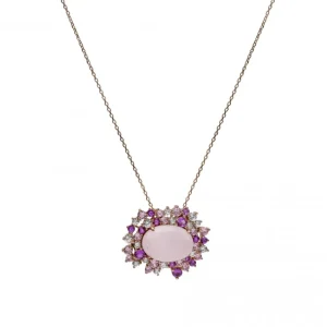 Collares Con Piedras | LINEARGENT Collares con piedras motivo central rosado con circonitas