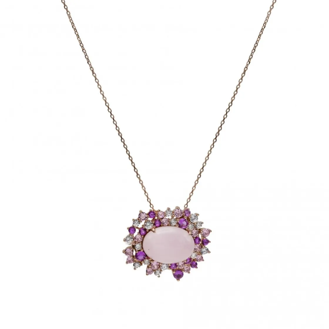 Collares Con Piedras | LINEARGENT Collares con piedras motivo central rosado con circonitas