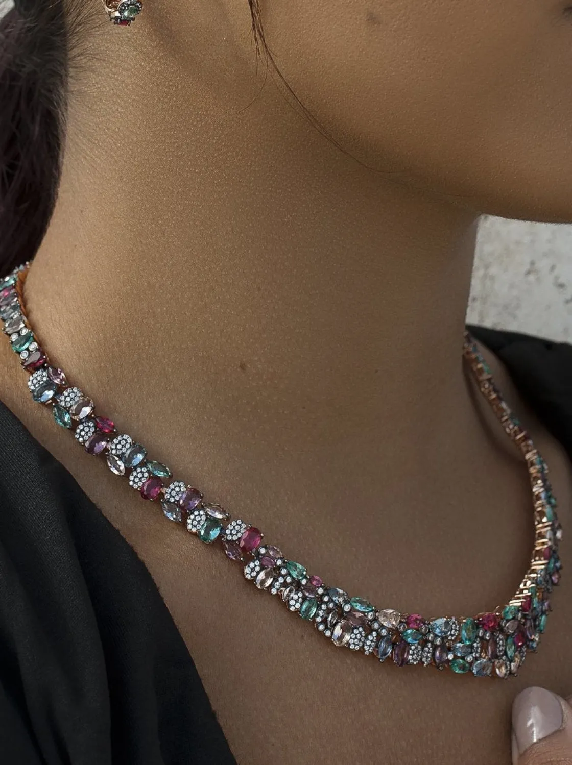 Collares Con Piedras | LINEARGENT Collares con piedras multicolores cortos con circonitas
