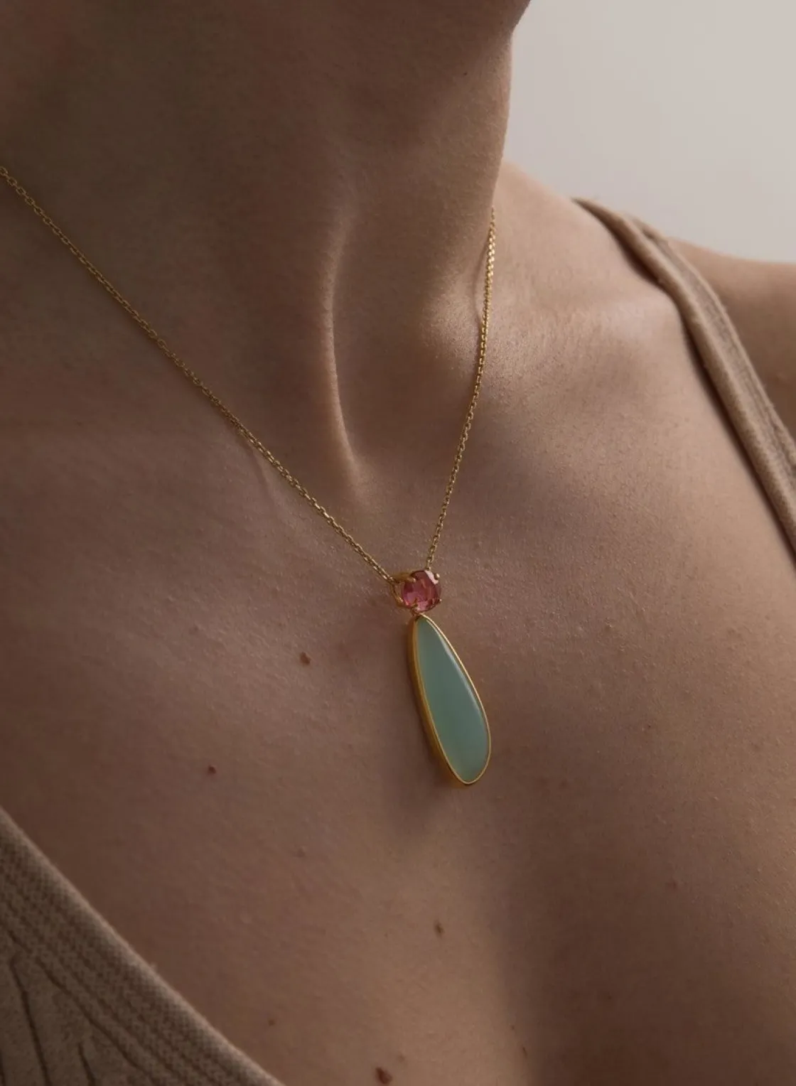 Collares Con Piedras | LINEARGENT Collares con piedras plata baño oro tono azul