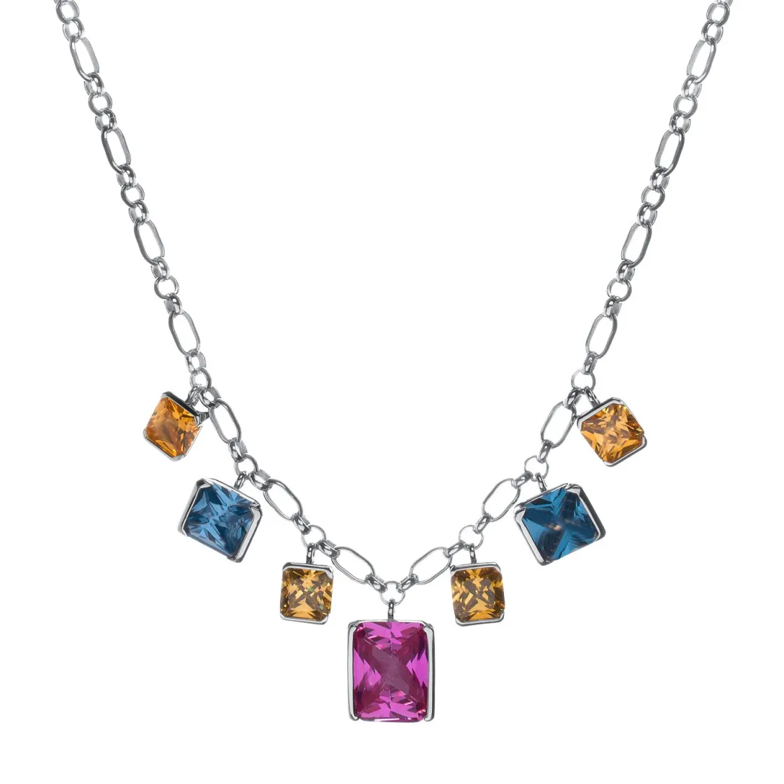 Collares Con Piedras | Collares Con Mini Colgantes | LINEARGENT Collares con piedras talla esmeralda multicolor