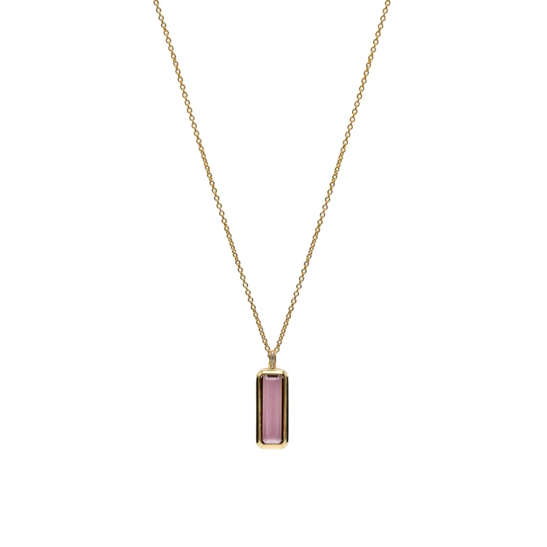 Colgantes Pequeños | LINEARGENT Collares con piedras talla radiante tono rosa