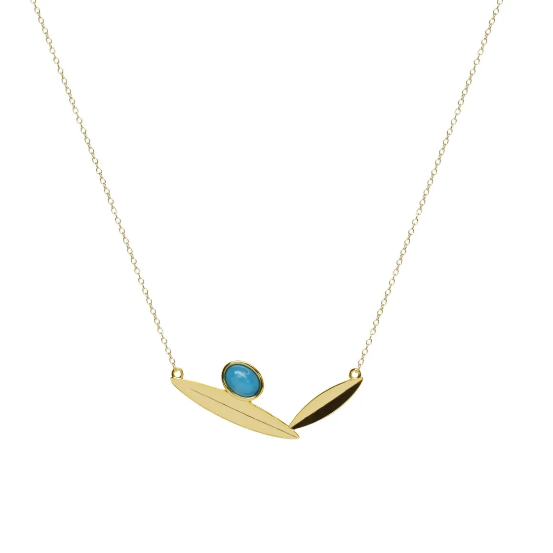 Collares Con Piedras | LINEARGENT Collares con piedras tono turquesa con diseño de hojas