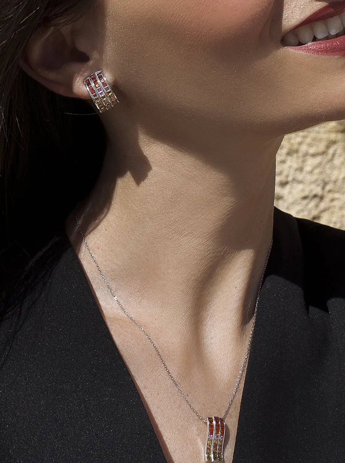 Collares Con Piedras | LINEARGENT Collares con piedras triple raíl tonos cálidos