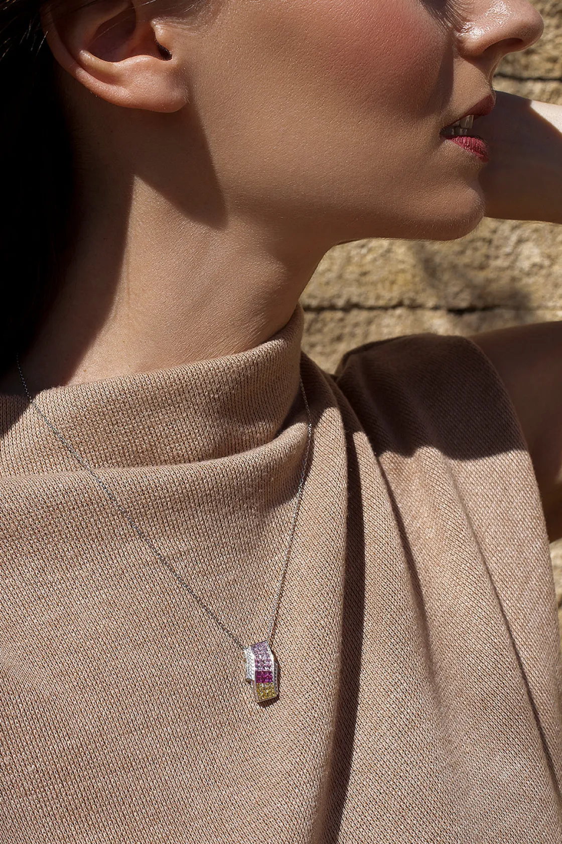 Collares Con Piedras | LINEARGENT Collares con piedras triple raíl tonos rosados