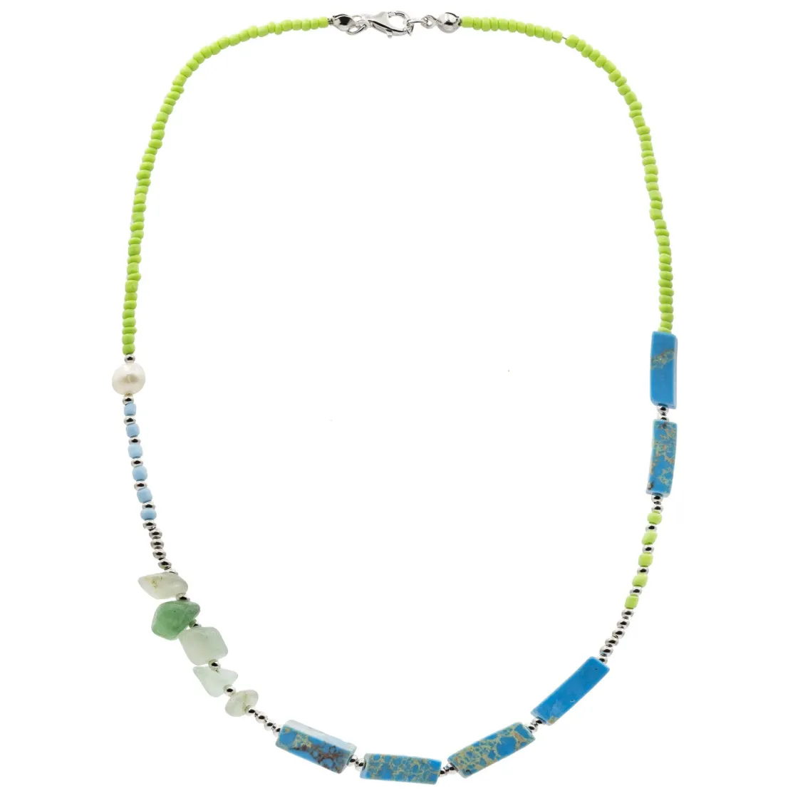Collares Cortos | LINEARGENT Collares cortos con piedras naturales diseño ágata blanca