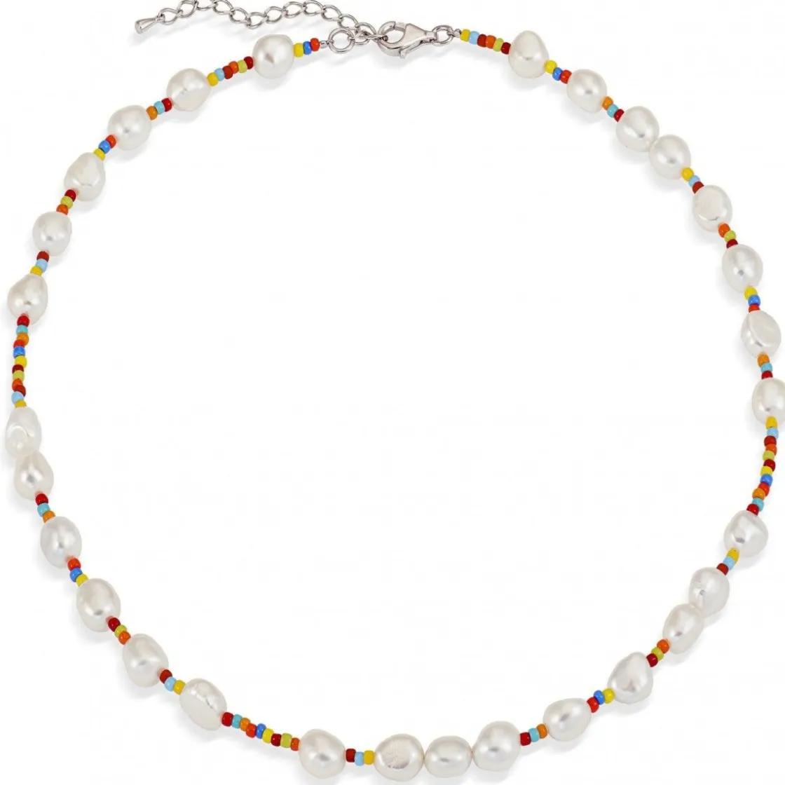 Colgante Perlas | Collares Cortos | LINEARGENT Collares cortos de plata diseño multicolor con perla
