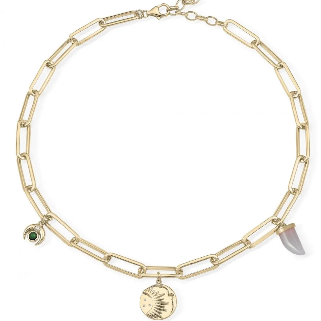 Collares Con Mini Colgantes | Collar Cadena | LINEARGENT Collares cortos de plata dorado medalla colgante