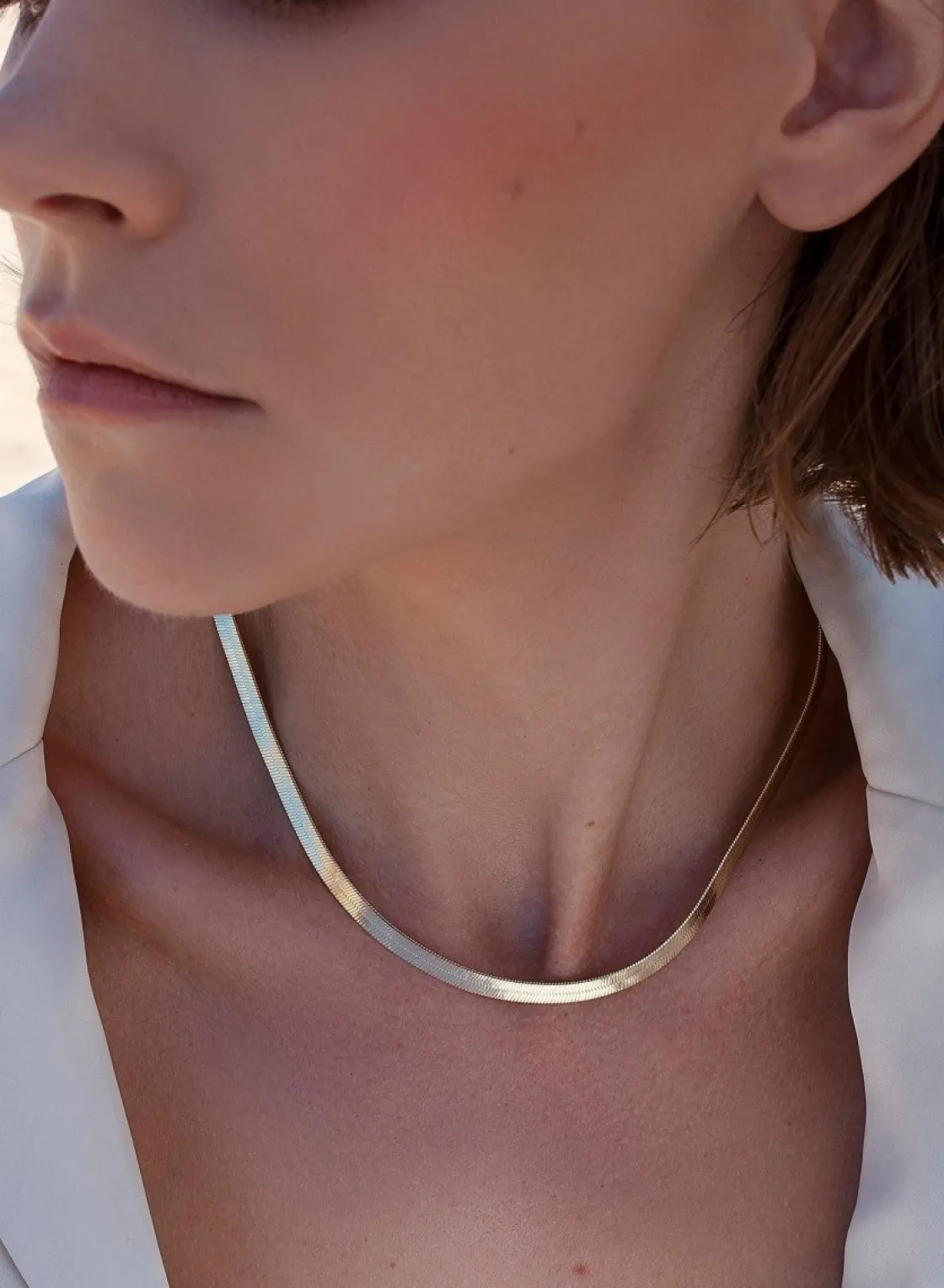 Collares Cortos | LINEARGENT Collares cortos en plata dorado diseño snake grueso