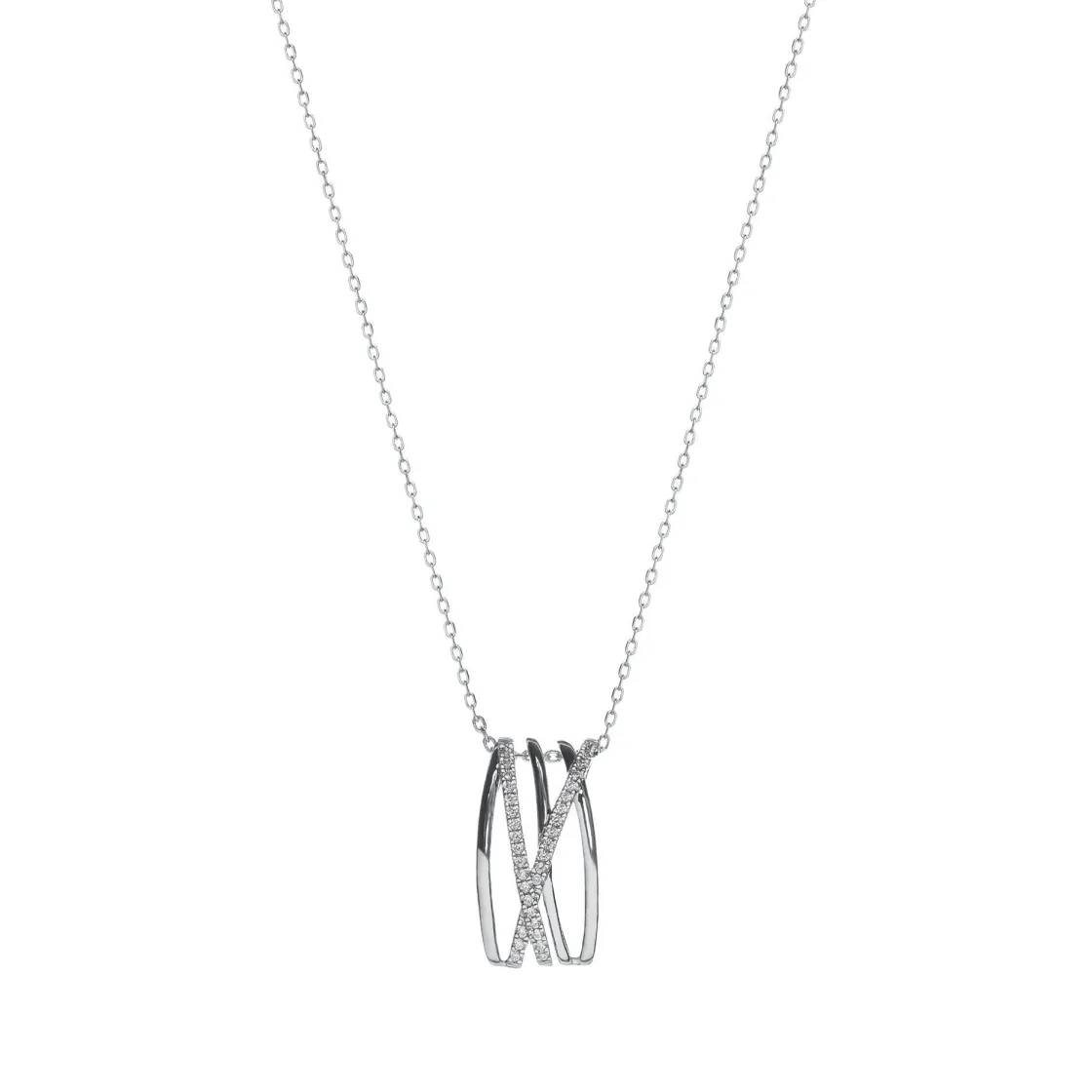 Collares Cortos | Colgante Brillante | LINEARGENT Collares cortos pieza formada por raíles de plata y circonitas
