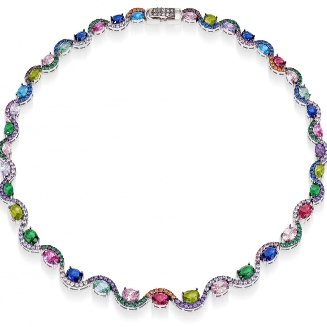Collares Fiesta | LINEARGENT Collares de fiesta en plata diseño cuarzo adamantino multicolor