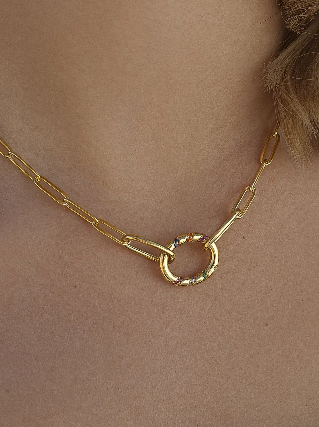 Collar Cadena | LINEARGENT Collares de plata diseño circular paper clip