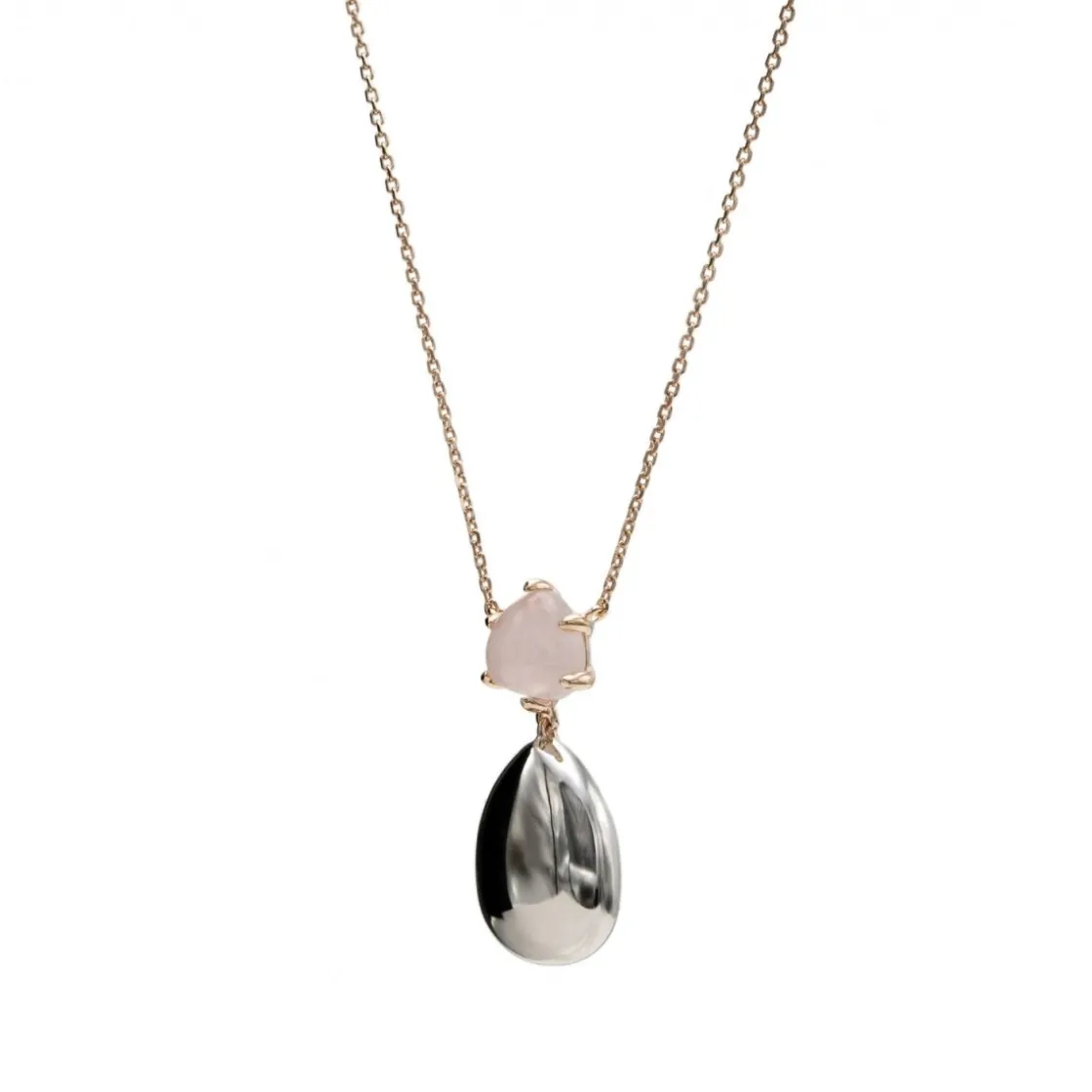 Collares Con Piedras | LINEARGENT Collares de plata diseño lágrima en tono rosa