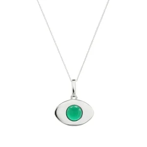 Collares Con Piedras | LINEARGENT Collares de plata diseño ojo en tono ágate verde