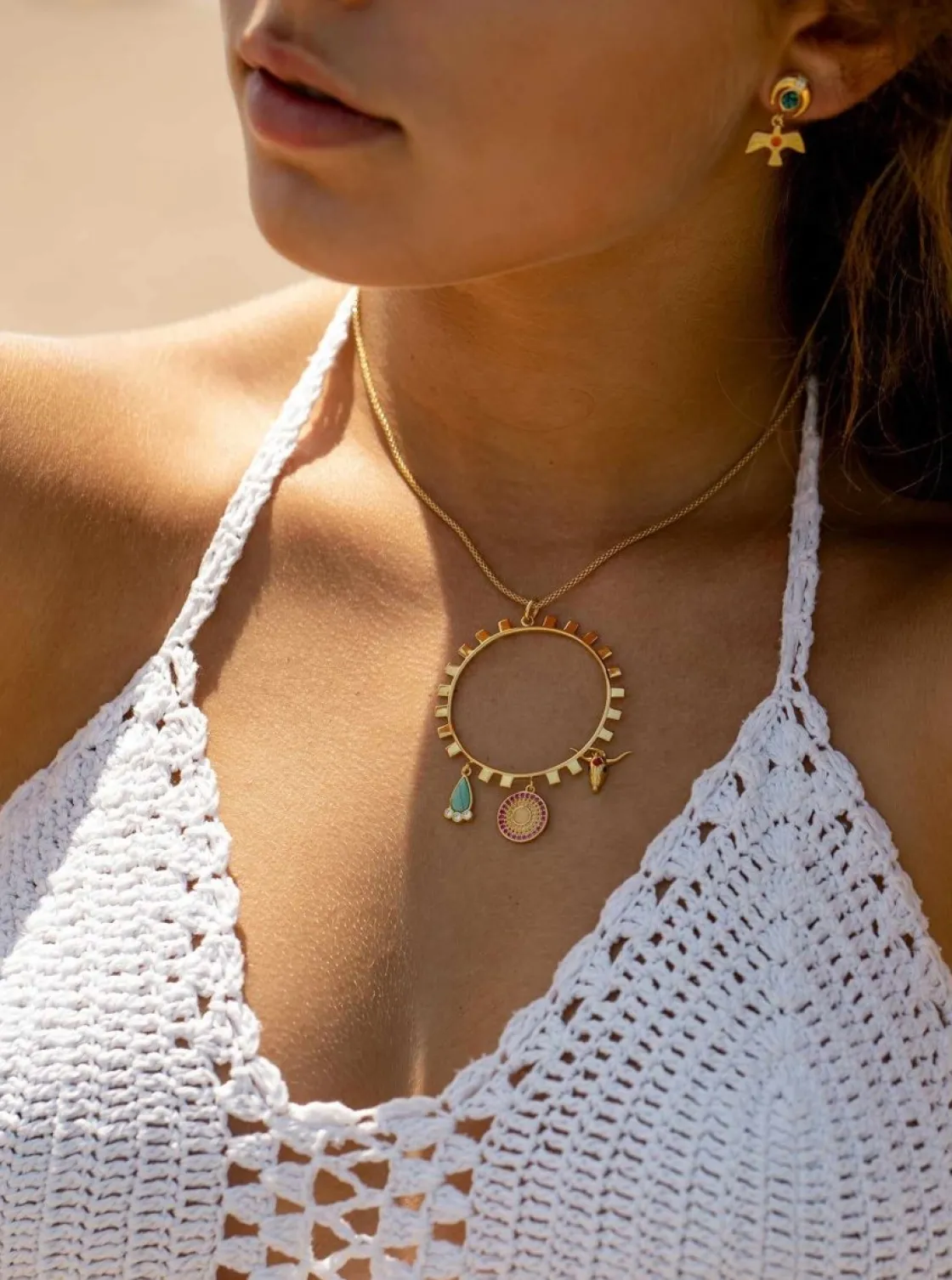 Colgantes Plata Grandes | Collares Largos | LINEARGENT Collares de plata grandes diseño cirucular cabra