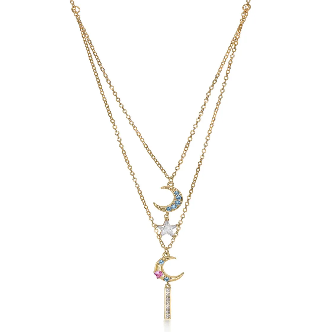 Collares Dobles | LINEARGENT Collares dobles de plata bañada en oro diseño lunar