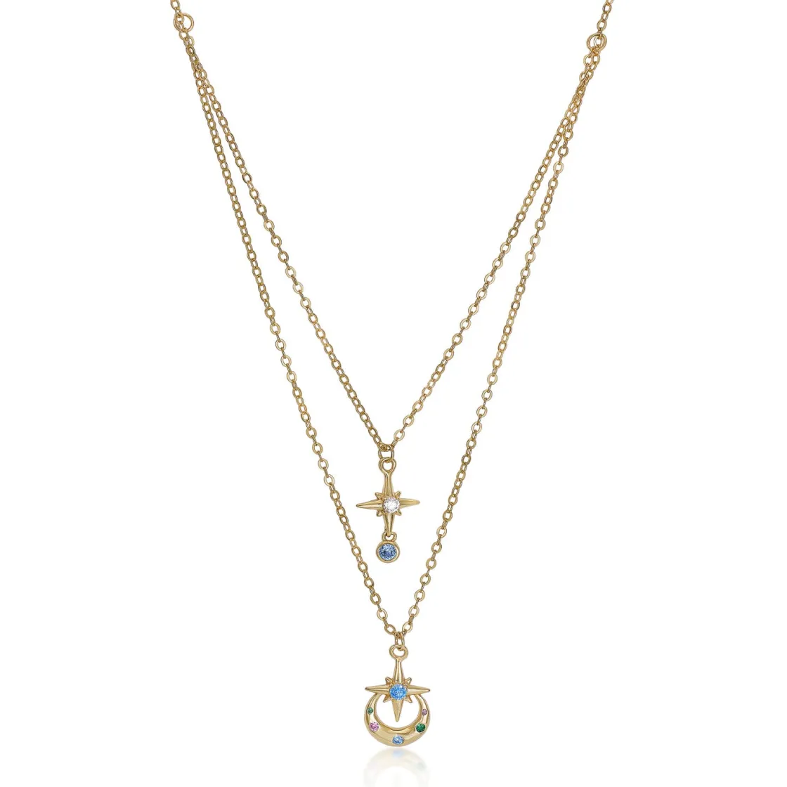 Collares Dobles | LINEARGENT Collares dobles de plata bañada en oro diseño universo