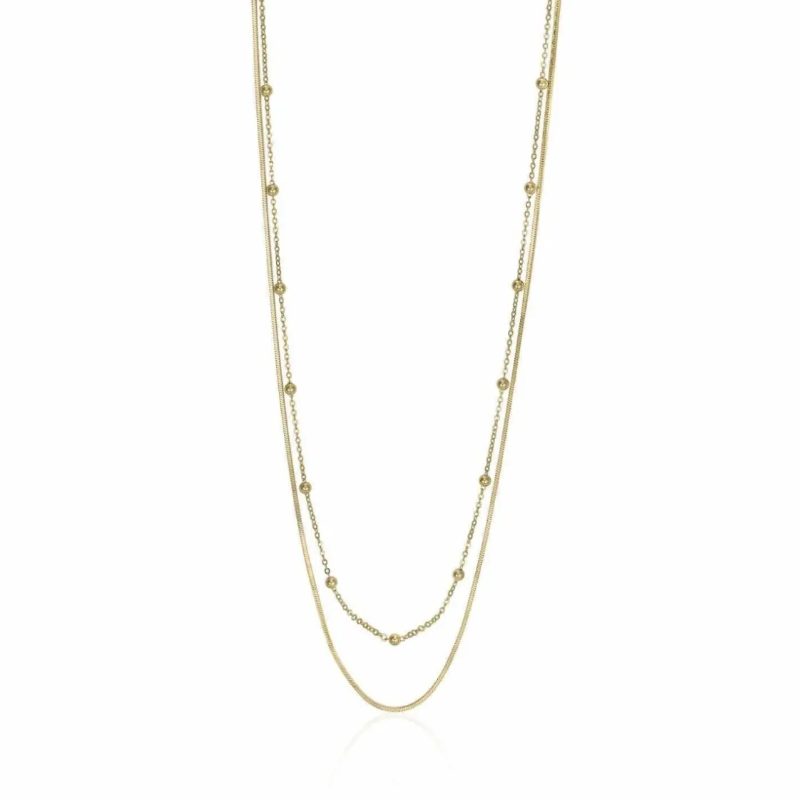 Collares Dobles | Collares Cortos | LINEARGENT Collares dobles de plata baño en oro diseño cadena