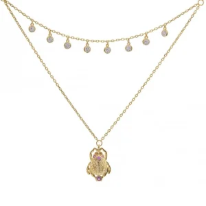 Collares Dobles | LINEARGENT Collares dobles de plata baño en oro diseño escarabajo