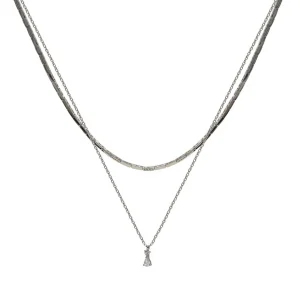 Collares Dobles | LINEARGENT Collares dobles de plata diseño rígido y circonitas