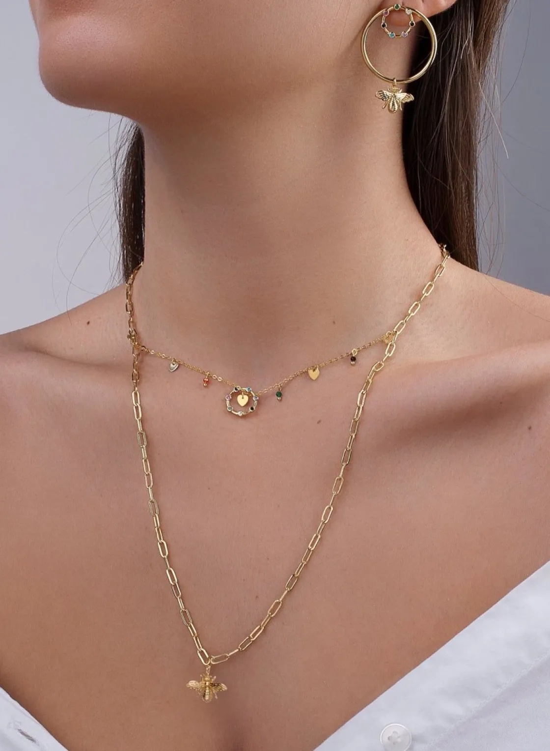 Collares Dobles | LINEARGENT Collares dobles en plata motivo de mosca