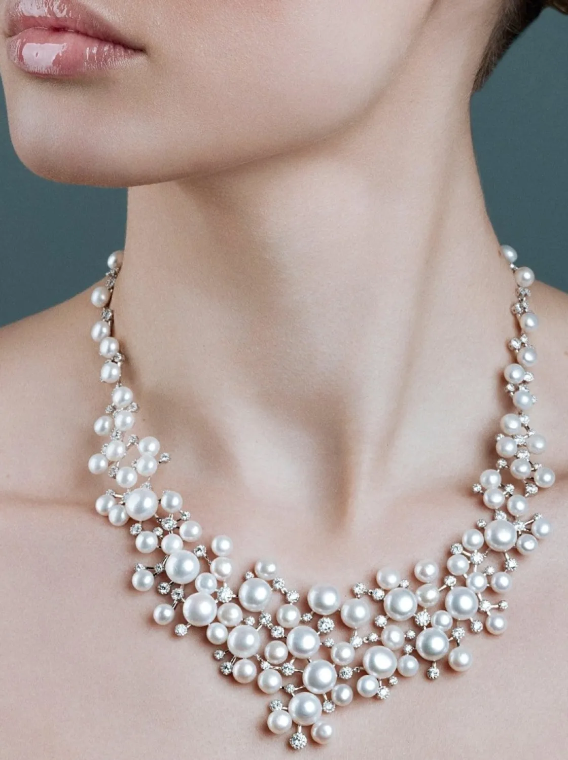 Collares Fiesta | Colgante Perlas | LINEARGENT Collares fiesta de plata lisa diseño perla natural
