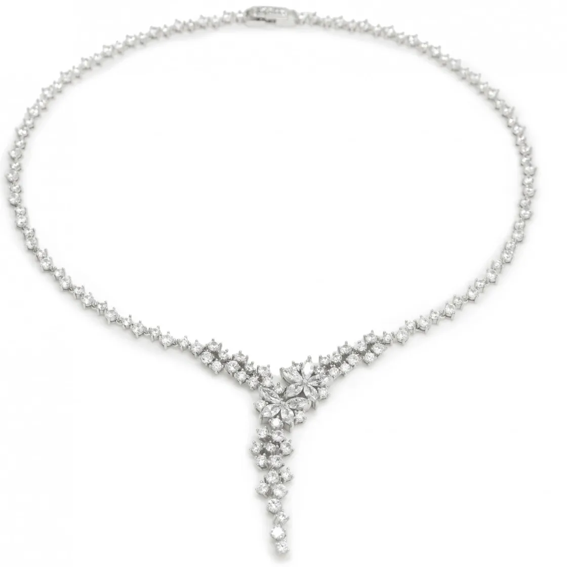 Collares Fiesta | LINEARGENT Collares fiesta de plata rígido con diseño lineal y floral