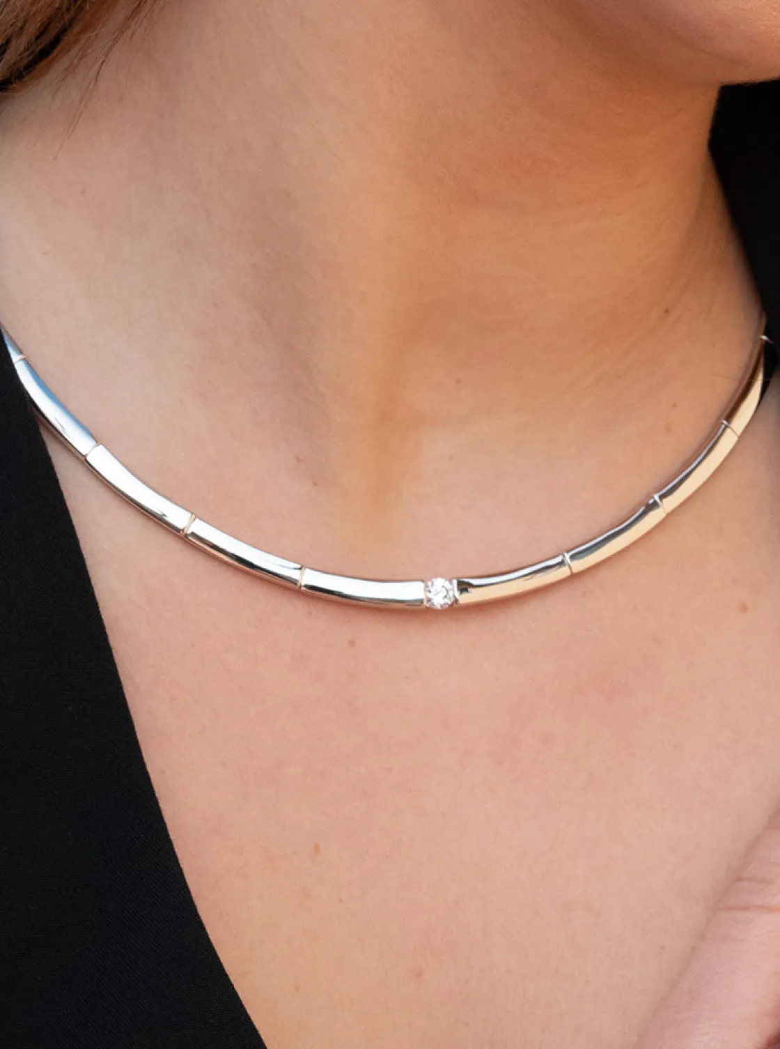 Collares Fiesta | LINEARGENT Collares fiesta diseño clásico con circonita central