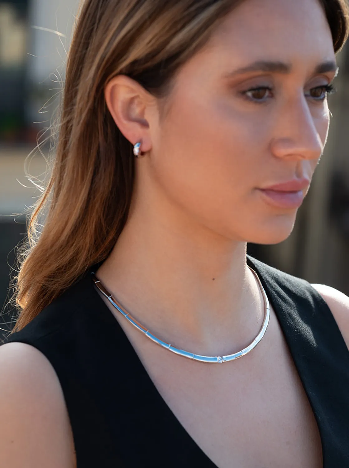 Collares Fiesta | LINEARGENT Collares fiesta diseño clásico con circonita central