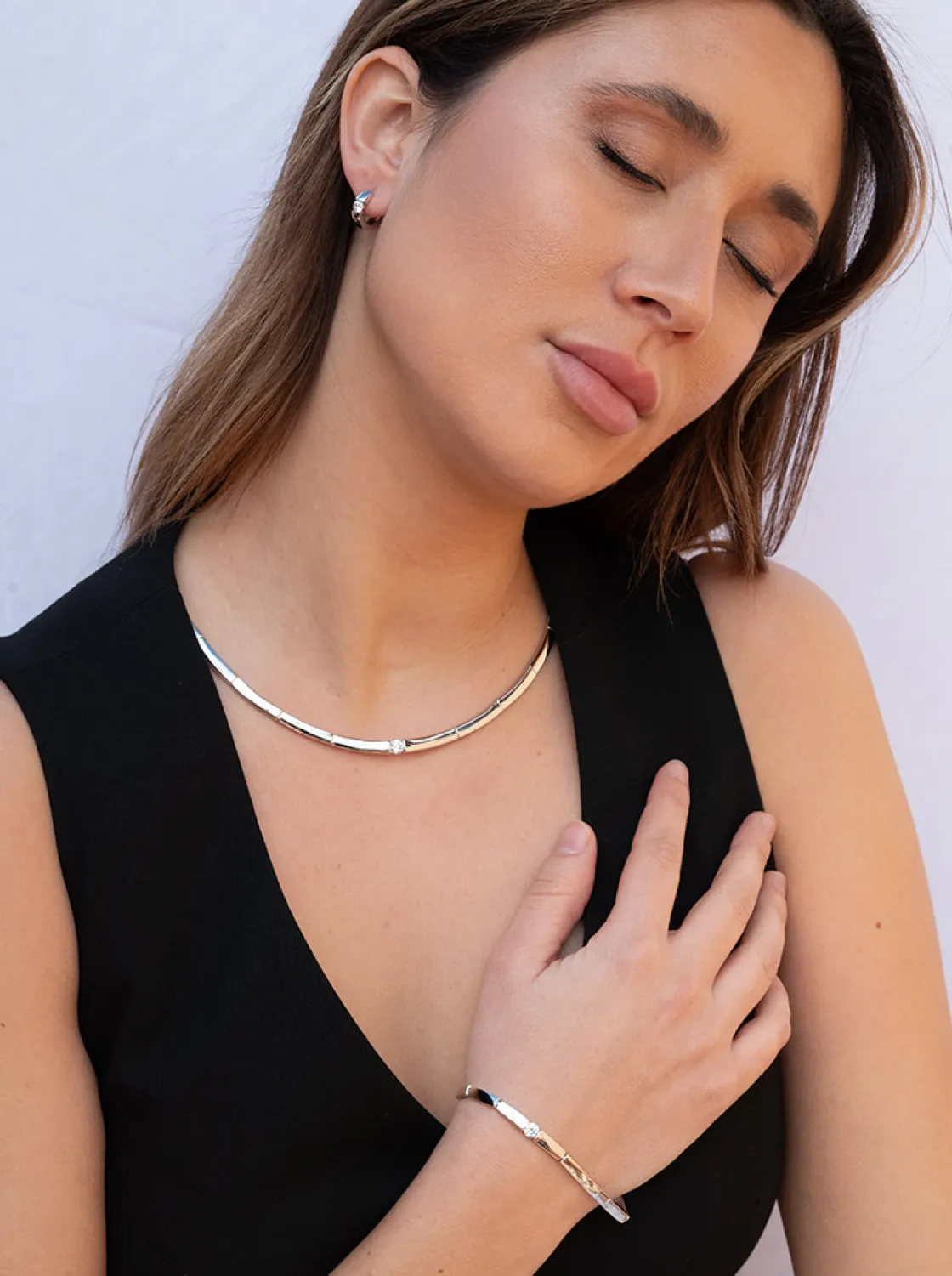 Collares Fiesta | LINEARGENT Collares fiesta diseño clásico con circonita central