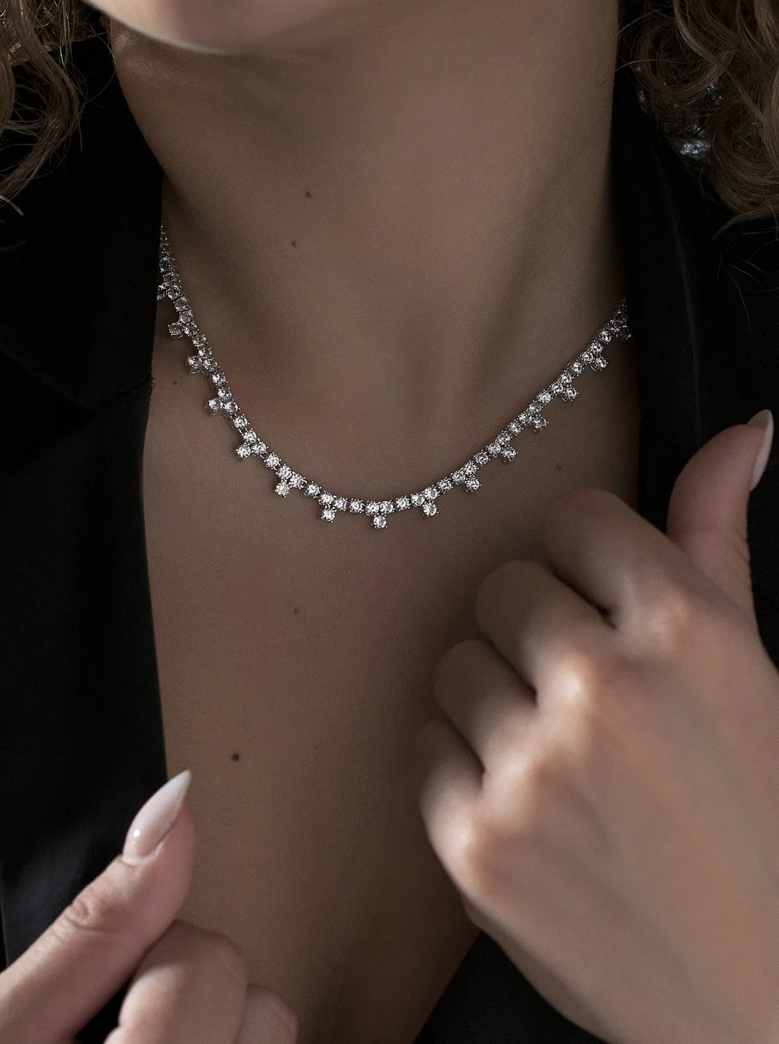 Collares Fiesta | LINEARGENT Collares fiesta en plata estilo novia con circonitas