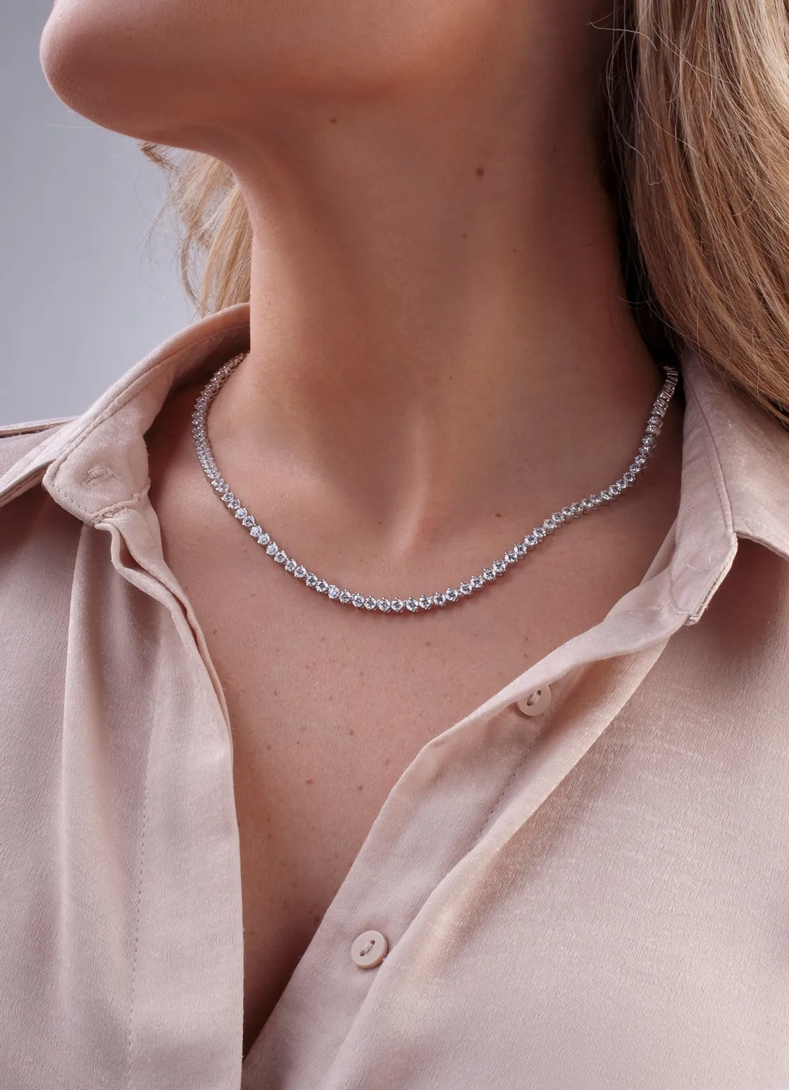 Collares Fiesta | LINEARGENT Collares fiesta estilo riviere con circonitas talla redonda